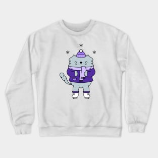 Ice skating cat Crewneck Sweatshirt